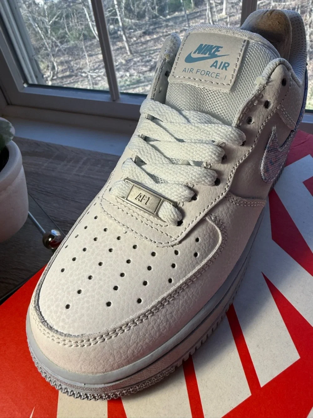 Nike Air Force 1 "Hydrogen Blue" with Psychedelic Swooshes - Picture 5 of 9